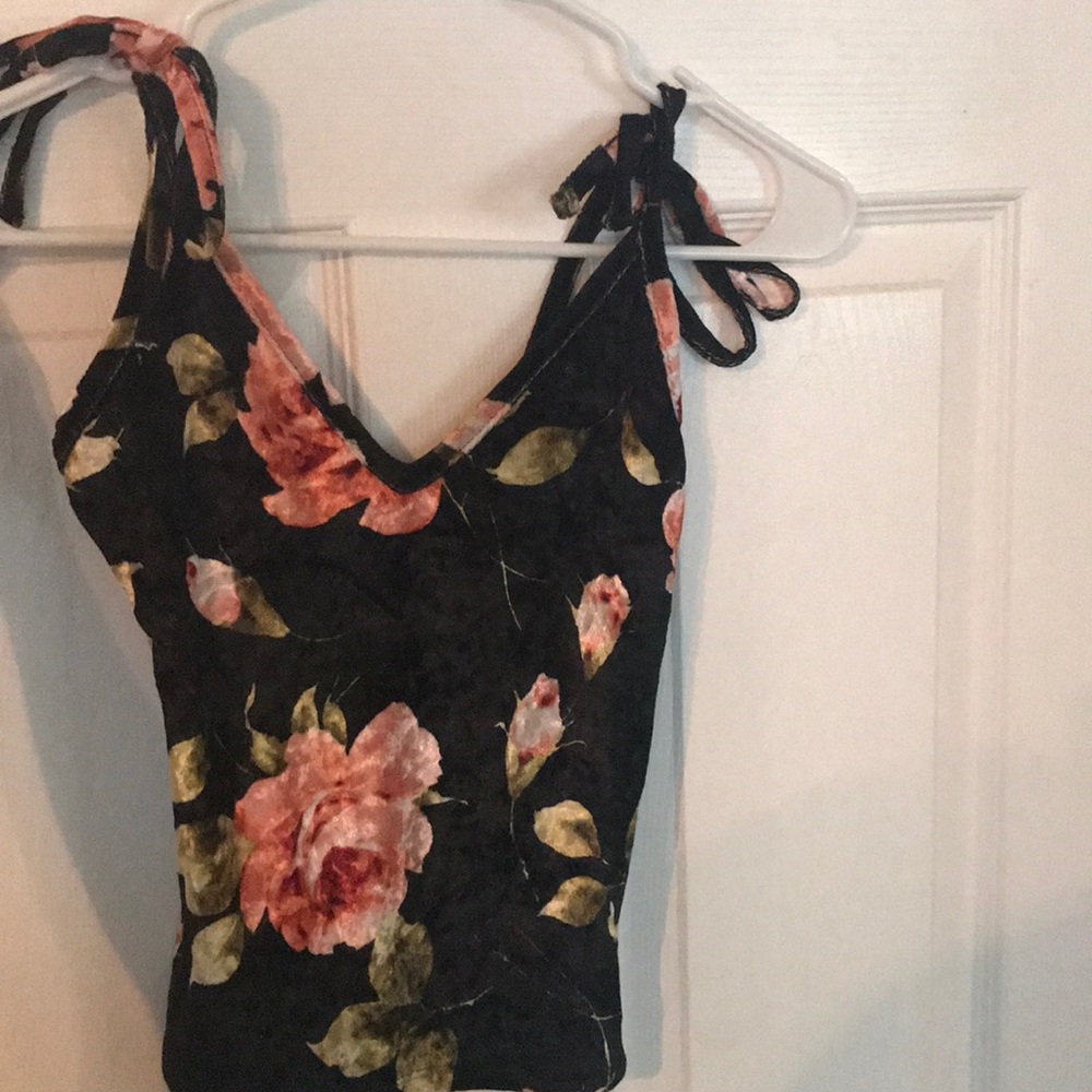 floral velvet tank top
